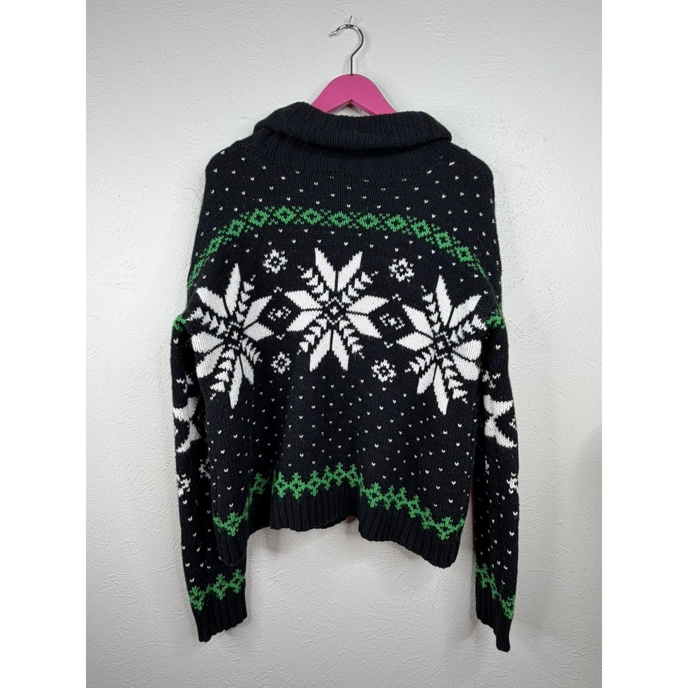 Polo Ralph LAUREN Shawl Collar Cotton Cashmere Angora sweater Small Green Black